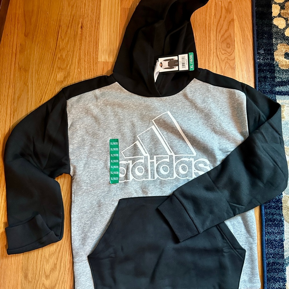 Adidas Youth Black and Gray Hoodie Sweater 18 year old